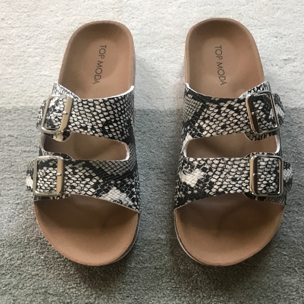 White Snake Print Sandal - Picture 2 of 13